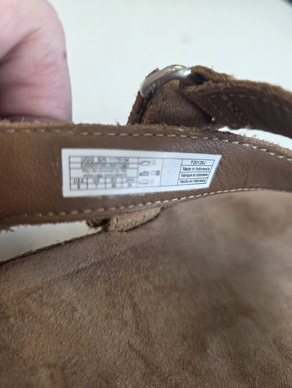 UGG GoldenGaze Toe Post Sandal Chestnut Brown Suede Leather Women’s Size 9 - Picture 7 of 7